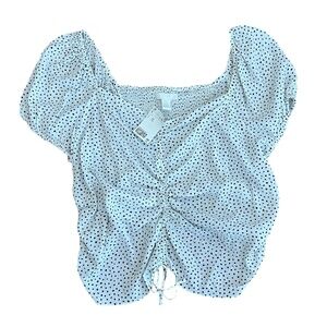 H&M Women White Polkadot Blouse Plus Size XXL New with tag
